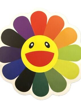 Takashi Murakami Rainbow Flower Smile Face Sticker Kawaii Art Decal